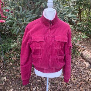 AC-3998 Pink Corduroy Bomber Jacket